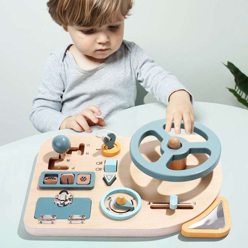 Montessori Busy Board Wooden Steering Wheel - Tink&Toys